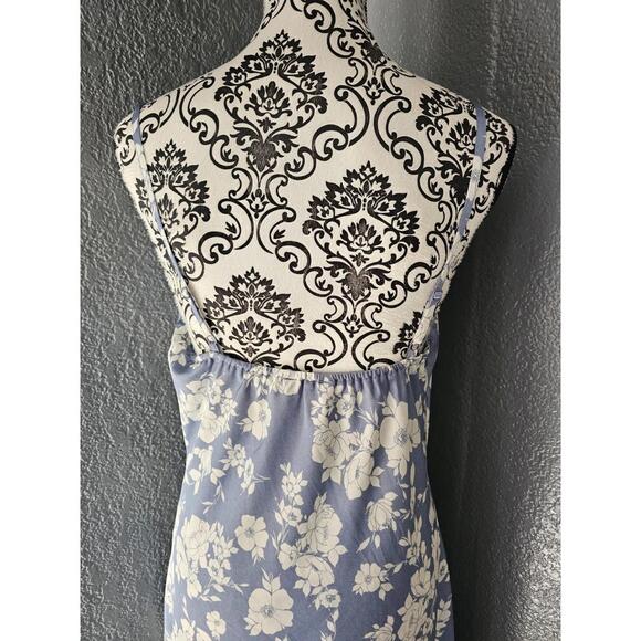 Women's Inspired Hearts Maxi Dress Floral Blue White Spaghetti Straps Size Large - Picture 11 of 14